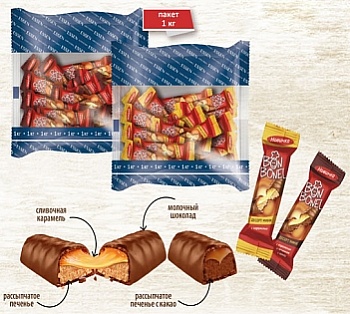 -10% АКЦИЯ ЭССЕН Конфеты BON BONEL с карамелью /пак.1кг/ 1*4