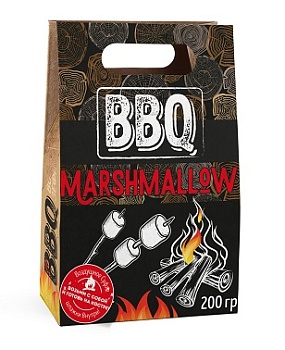 ПУХЛЫЙ КРОЛИК Marshmallows 200гр со вкусом "Пломбир" BBQ Крафт пакет (для жарки) со шпажками   1*8