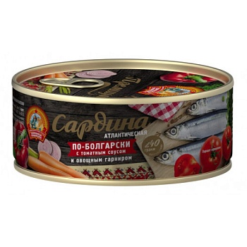 СОХРАНИМ ТРАДИЦИИ Сардина атлант с овощами в томат соусе по-Болгарски ключ 240гр ж/б ГОСТ 1*24 СОХРАНИМ ТРАДИЦИИ Сардина атлант с овощами в томат соусе по-Болгарски ключ 240гр ж/б ГОСТ 1*24