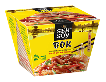 СЭНСОЙ Лапша рисовая под Китайским соусом WOK 125гр  1*12