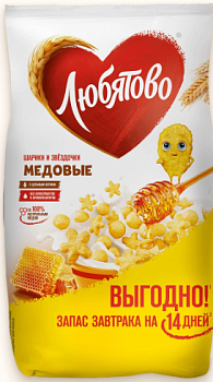ЛЮБЯТОВО Завтрак готовый МЕДОВЫЕ ЗВЕЗДОЧКИ И ШАРИКИ фас.420гр  1*6