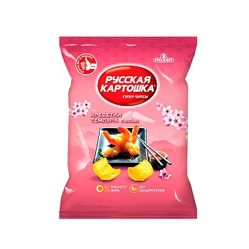 РУССКАРТ Чипсы РУССКАЯ КАРТОШКА 105гр Креветка темпура с васаби 1*10