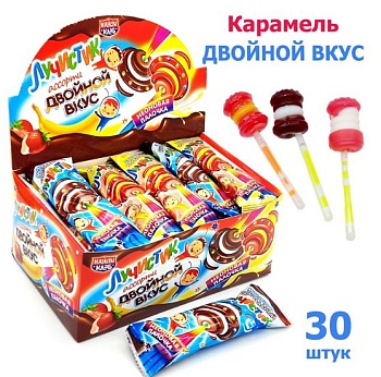 КАНДИ-КЛАБ ЛУЧИСТИК Карамель на неоновой палочке ассорти двойной вкус  10гр  12*30