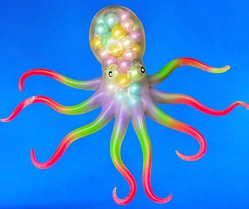Игрушка Антистресс "ОСЬМИНОГ" цветной с бусинками /19*14,5*3см/   1*15