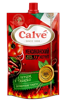 CALVE Кетчуп Жгучий мексикан. с Табаско 350 д/пак 1*28