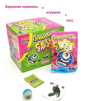 КАНДИ-КЛАБ ПРИКОЛИСТЫ. CRAZY ГЛАЗ Взрывная карамель с тату 1гр  12*30 КАНДИ-КЛАБ ПРИКОЛИСТЫ. CRAZY ГЛАЗ Взрывная карамель с тату 1гр  12*30