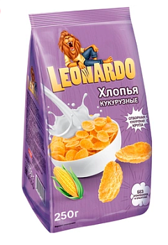 KDV Завтрак готовый Leonardo Кукуруз.Хлопья.КК 250г  1*16