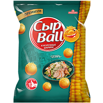 РУССКАРТ Кукурузные шарики СырBALL Цезарь 140гр  1*12 РУССКАРТ Кукурузные шарики СырBALL Цезарь 140гр  1*12