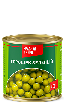 КРАСНАЯ ЛИНИЯ Горошек зеленый ТУ 400гр ж/б 1*15