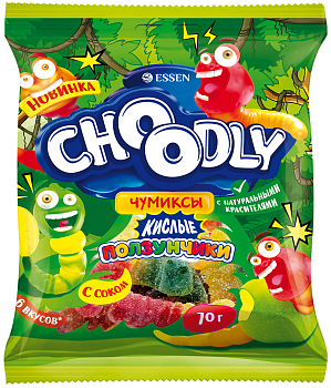 -30% АКЦИЯ ЭССЕН Мармелад жевательный CHOODLY®КИСЛЫЕ ПОЛЗУНЧИКИ 70гр  1*18
