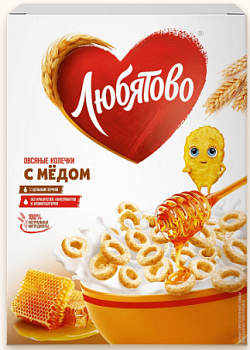 ЛЮБЯТОВО Завтрак готовый ОВСЯНЫЕ КОЛЕЧКИ С МЕДОМ фас.200гр  1*10