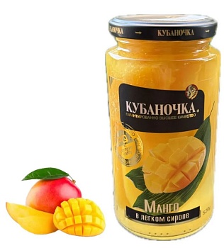 КУБАНОЧКА Компот Манго в легком сиропе 520гр стекл/банка ТУ 1*12