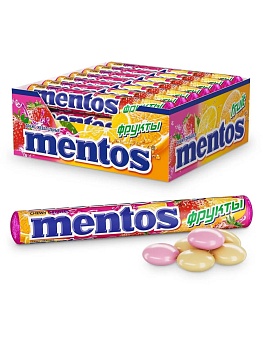 ВАН МЕЛЛЕ Драже МЕНТОС фруктовый  (12*24) 37,5гр.  1*24