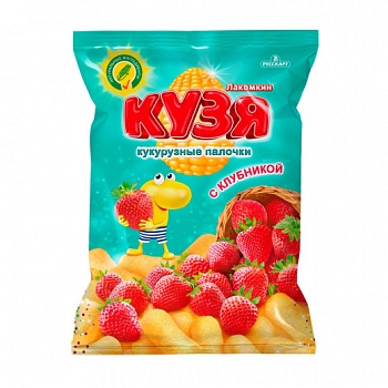 РУССКАРТ Кукурузные палочки КУЗЯ ЛАКОМКИН Клубника 100гр  1*15