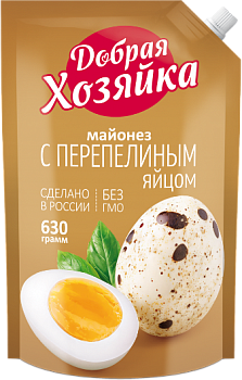 МАХЕЕВ ДОБРАЯ ХОЗЯЙКА Майонез С ПЕРЕПЕЛИНЫМ ЯЙЦОМ 50,5% 630гр. д/пак 1*12