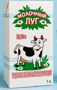 Напиток на основе молока 2,5% Молочный луг 1л 1*12