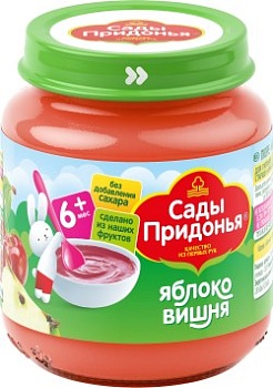 САДЫ ПРИДОНЬЯ 0,120г Пюре Яблоко/Вишня /стекло/  1*12