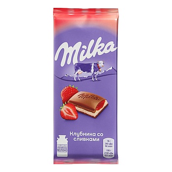 МИЛКА Шоколад молочный Клубника/сливки /двухслойная начинка/ 80гр  1*20