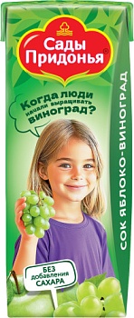 САДЫ ПРИДОНЬЯ 0,2л Сок ЯБЛОКО/ВИНОГРАД восстан.осветл. т/пак 1*27