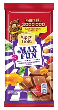 АЛПЕН ГОЛД Шоколад МаксФан с взрыв.карам/мармел/печен 150/160гр  1*14