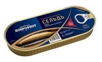 ДОБРОФЛОТ Сельдь натуральная копченая в масле ключ 200гр ж/б ГОСТ1*24