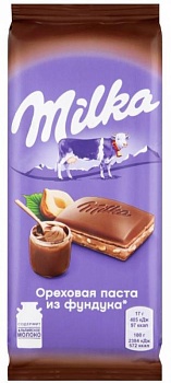 МИЛКА Шоколад молочный орех.паста/фундук 80гр  1*20