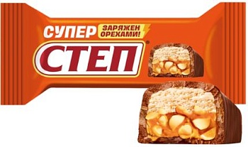 -8% СЛАВЯНКА Конфеты СТЕП СУПЕР арахис, карамель, нуга /пак.1кг/ 1*6