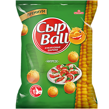 РУССКАРТ Кукурузные шарики СырBALL Капрезе 140гр  1*12 РУССКАРТ Кукурузные шарики СырBALL Капрезе 140гр  1*12