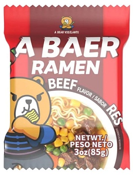 Лапша Б/П A BEAR NOODLES со вкусом говядины 85гр пакет 1*24