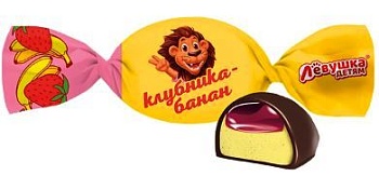 СЛАВЯНКА Конфеты ЛЕВУШКА со вкусом клубника-банан /пак.1кг./ 1*5