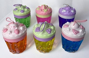 Игрушка Лизун "ПИРОЖНОЕ" в баночке с блестящими звездами   1*12