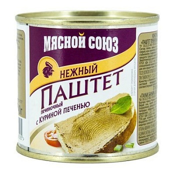 МЯСНОЙ СОЮЗ Паштет 240гр нежный из курин.печени 1*20