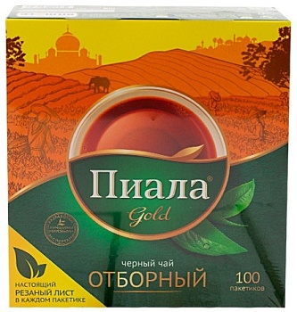 ПИАЛА ГОЛД Чай черный пак. Отборный 100пак   1*24