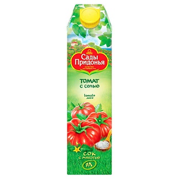 САДЫ ПРИДОНЬЯ 1л Сок ТОМАТ С СОЛЬЮ И МЯКОТЬЮ восстан. т/пак 1*12