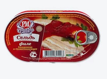 РЫБНОЕ МЕНЮ Сельдь натуральная атлант.бланш.в томатном соусе 175 гр ж/б 1*24