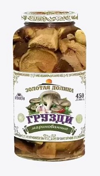 ЗОЛОТАЯ ДОЛИНА Грибы ГРУЗДИ маринованные  450мл/410гр стекл/банка 1*12