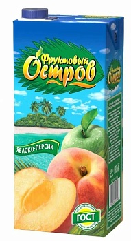 ФРУКТОВЫЙ ОСТРОВ 0,93л Напиток сокосодерж ЯБЛОКО -ПЕРСИК  1*12
