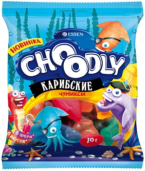-30% АКЦИЯ ЭССЕН Мармелад жевательный CHOODLY®КАРИБСКИЕ ЧУМИКСЫ 70гр  1*18
