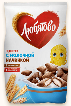 ЛЮБЯТОВО Завтрак готовый Подушечки С МОЛОЧНОЙ НАЧИНКОЙ фас.140гр  1*24