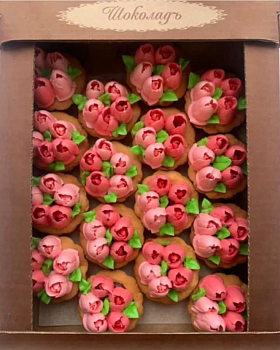 ШОКОЛАДЪ Кекс ПЫШНЫЙ БУКЕТ РОЗОВЫЕ  1*1,5