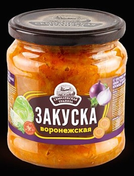 СЕМИЛУКСКАЯ ТРАПЕЗА Закуска овощная  Воронежская 460гр стекл/банка 1*8