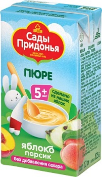 САДЫ ПРИДОНЬЯ 0,125л Пюре Яблоко/Персик т/пак 1*18