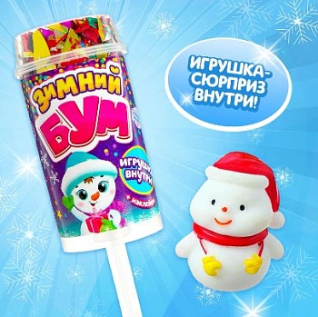 Игрушка Хлопушка на палочке ЗИМНИЙ БУМ снеговик   1*12