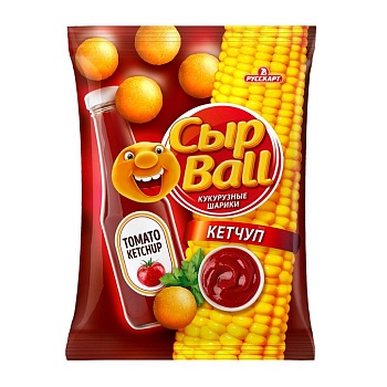 РУССКАРТ Кукурузные шарики СырBALL Кетчуп 140гр  1*12 РУССКАРТ Кукурузные шарики СырBALL Кетчуп 140гр  1*12