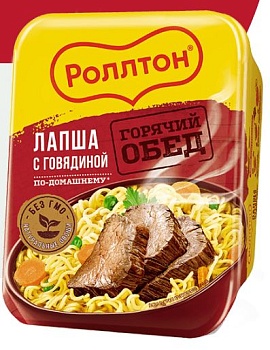 РОЛЛТОН Лапша Б/П с говяд. по дом. /лоток/ 90гр  1*24
