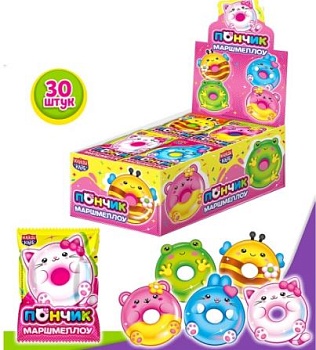 КАНДИ-КЛАБ Зефир ПОНЧИК 10гр  12*30 КАНДИ-КЛАБ Зефир ПОНЧИК 10гр  12*30