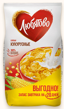 ЛЮБЯТОВО Кукурузные хлопья  фас.600гр  1*7