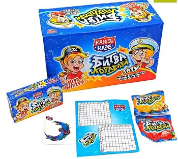 КАНДИ-КЛАБ БИТВА КОРАБЛЕЙ Жевательная конфета с тату 14гр  12*24 КАНДИ-КЛАБ БИТВА КОРАБЛЕЙ Жевательная конфета с тату 14гр  12*24