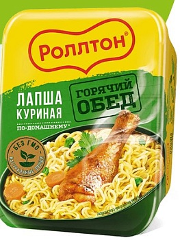 РОЛЛТОН Лапша Б/П с курицей по дом. /лоток/ 90гр  1*24