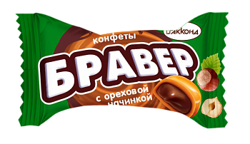 АККОНД Конфеты БРАВЕР с ореховой начинкой фас.1кг пакет 1*6
